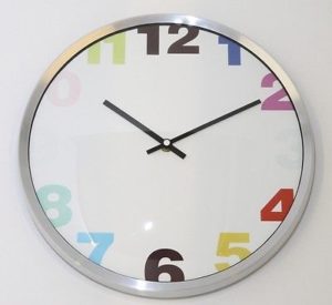 665 Mebus Wanduhr ! chrom - weiß ! super modernes design ! 32,5 cm