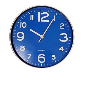 943 Mebus Wanduhr ! super modernes design ! grau -blau ! 25 cm , leises Werk