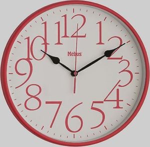 569 Mebus Wanduhr rot-Weiß Modern !
