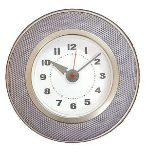 915 Wanduhr Mebus ! Metall gebürstet mit grauem Stoff ! super design! 25,5 cm