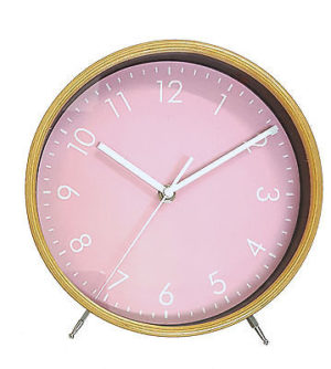 914 Mebus Wanduhr - Tischuhr ! Wecker design in Holzoptik ! 22 x 24 cm