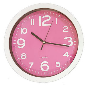 893 Wanduhr Mebus !weiß - pink ! super modern! 25 cm