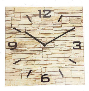 871 Wanduhr Mebus ! Glas ! Motiv Mauer ! 30 x 30 cm