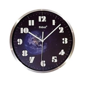 959 Mebus Wanduhr ! Chrom ! Motiv: Weltall ! 25 cm Ø ,