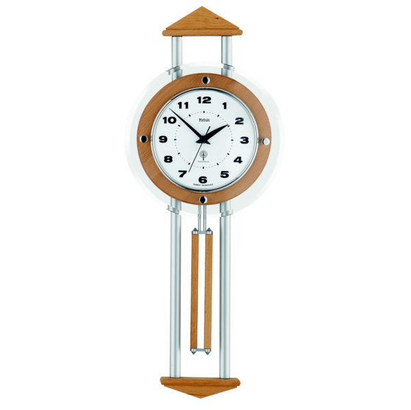 423 Mebus 55007 Funk - Wanduhr - Pendeluhr Buche / Erle Fashion Glas !!